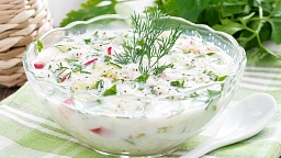 Диетическая карточка «Окрошка по-кавказски» участников 3-го сезона специального проекта «Я худею!» телеканала НТВ Маленькая фотография блюда по рецепту «Окрошка по-кавказски»