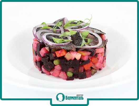 Диетическая карточка «Горячий винегрет из картофеля с сельдью» участников 3-го сезона специального проекта «Я худею!» телеканала НТВ Диетическая карточка «Горячий винегрет из картофеля с сельдью» участников 3-го сезона специального проекта «Я худею!» телеканала НТВ